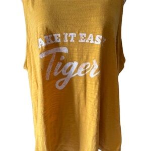 Secret Treasures Mustard Graphic Muscle Tee